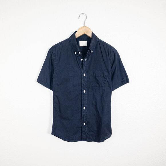 Band of Outsiders Men's size 0 Short Sleeve Button Down Shirt Navy blue - Picture 1 of 8